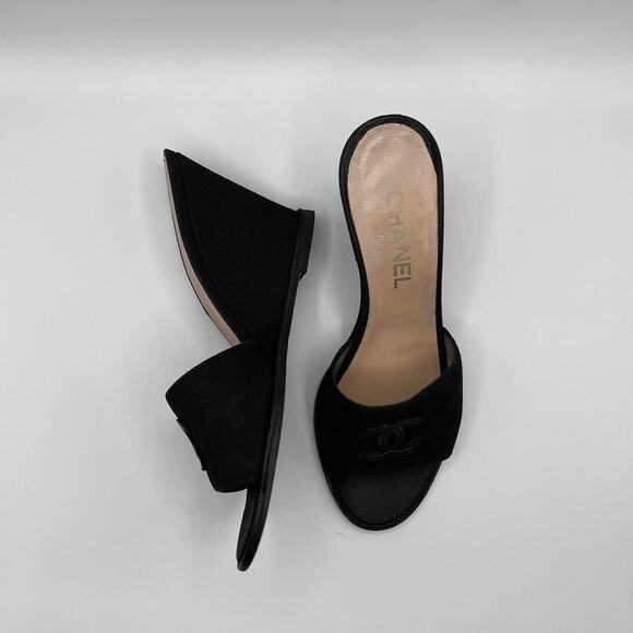 Chanel CC Logo Black Wedges Size 6.5/7 - Picture 4 of 7